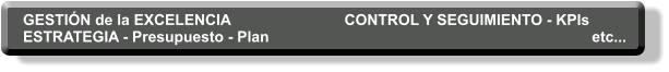 GESTIÓN de la EXCELENCIA ESTRATEGIA - Presupuesto - Plan CONTROL Y SEGUIMIENTO - KPIs 						etc...