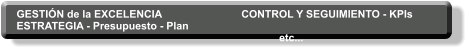 GESTIÓN de la EXCELENCIA ESTRATEGIA - Presupuesto - Plan CONTROL Y SEGUIMIENTO - KPIs 						etc...